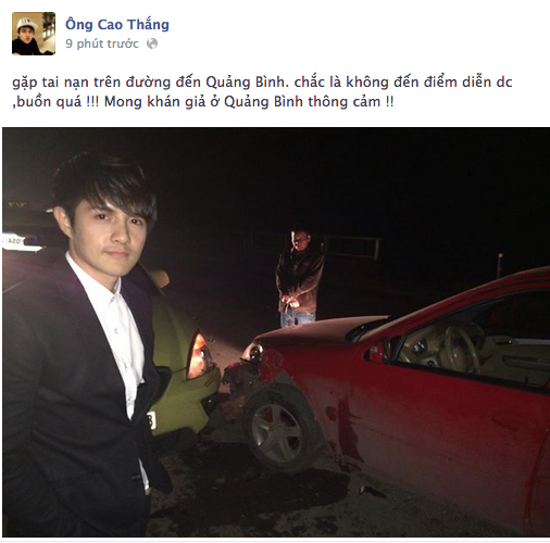 
	
	Hình ảnh vụ tai nạn được Ông Cao Thắng chia sẻ lên trang cá nhân